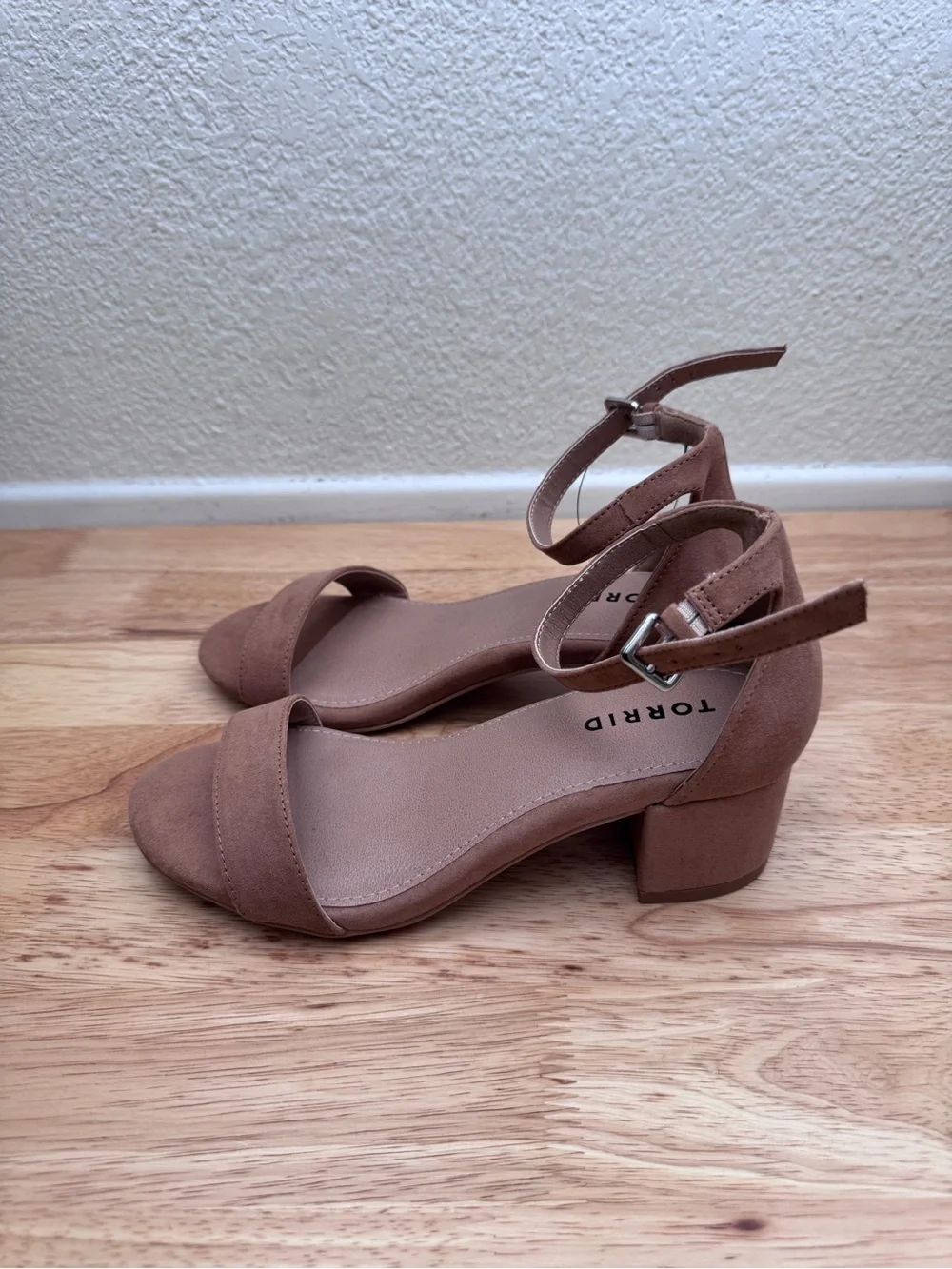Torrid Tan Suede Ankle-Strap Block Heels - 6.5WW